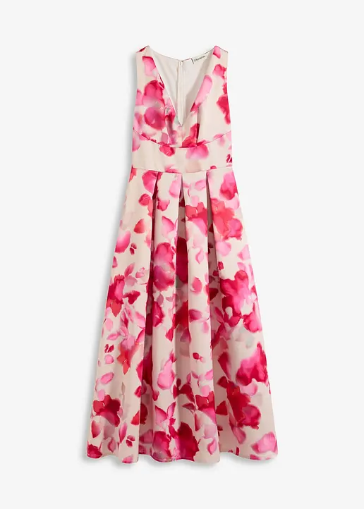 Trägerkleid aus glänzendem Satin in weiß von vorne - bonprix
