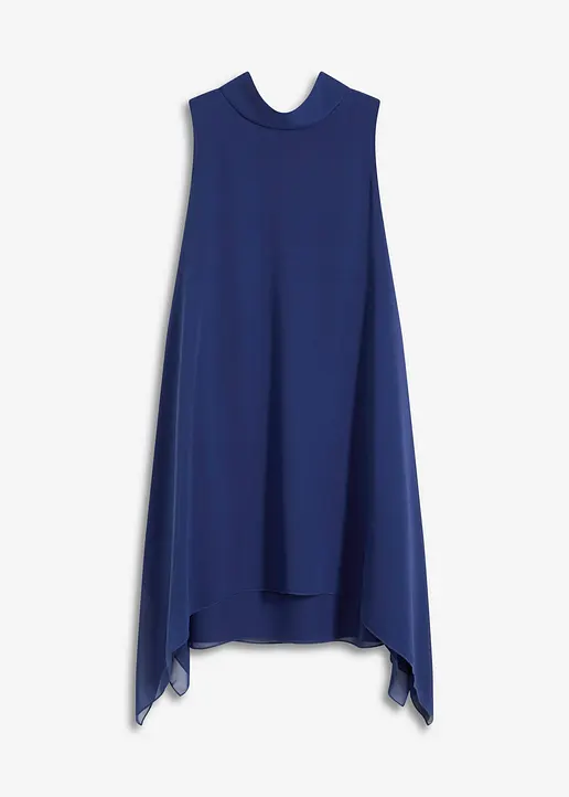Chiffonkleid mit Schalkragen in blau von vorne - bonprix