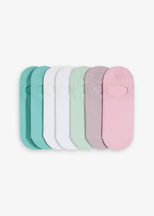 Füßlinge mit Bio-Baumwolle und Silikonstreifen (7er Pack) in weiß von vorne - bonprix