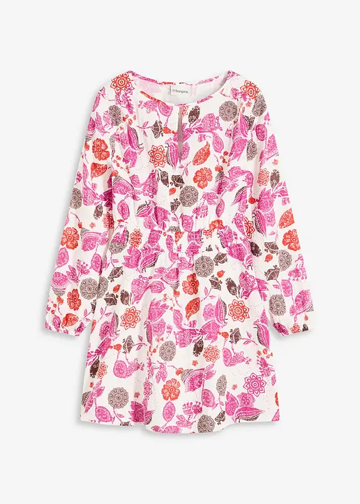 Minikleid aus Musselin in weiß von vorne - bonprix