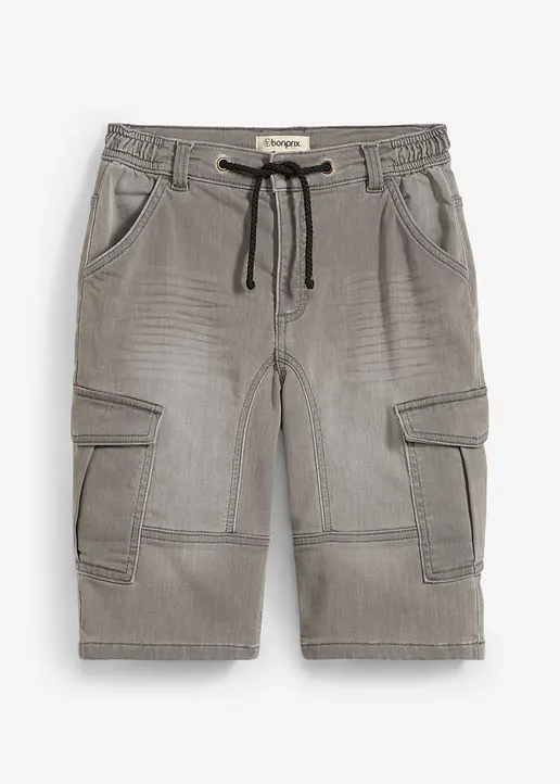 Sweatjeans-Cargobermuda, Regular Fit in grau von vorne - bonprix
