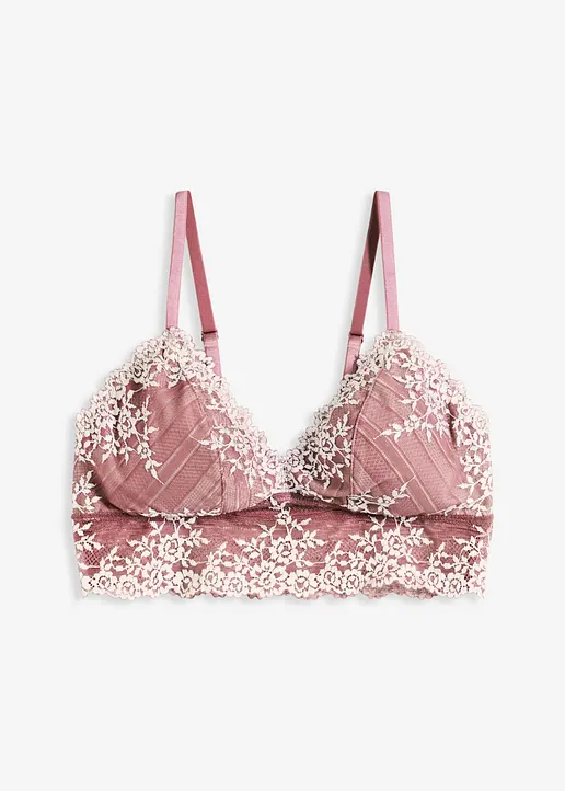 Bustier aus zweifarbiger Spitze in lila von vorne - bonprix
