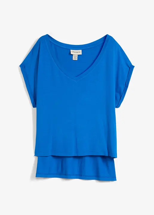 Oversized-Shirt aus fließendem Viskose-Mix in blau von vorne - bonprix