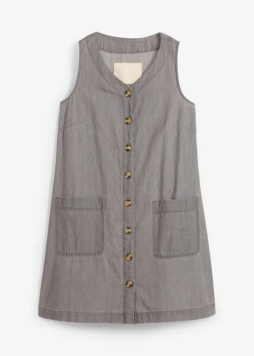 Jeanskleid aus Bio-Baumwolle in grau von vorne - bonprix