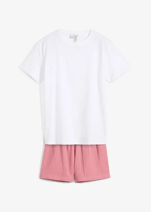 Shorty (2-tlg. Set) aus Musselin in lila von vorne - bonprix