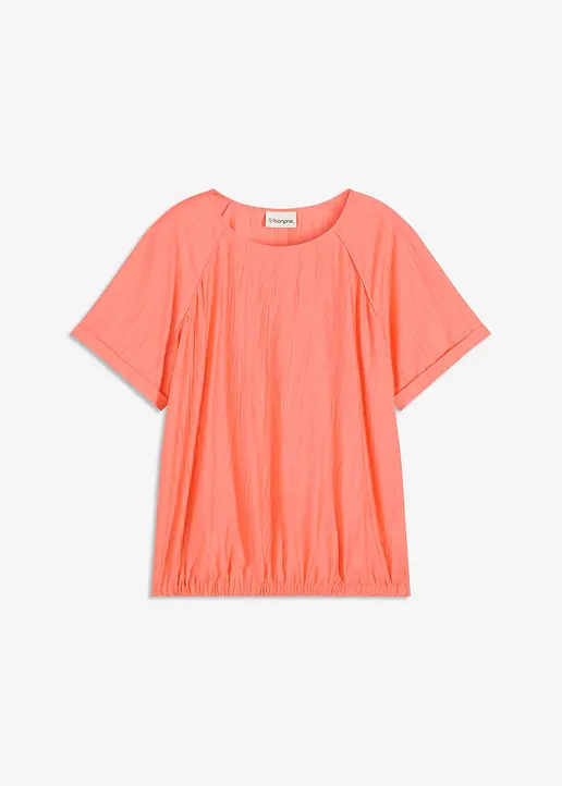Kurzarmbluse aus softem Viskose-Mix in pink von vorne - bonprix