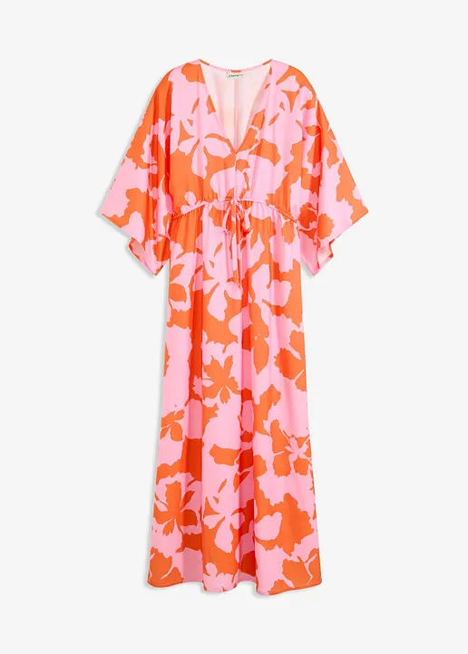 Maxikleid aus fließendem Satin in lila von vorne - bonprix