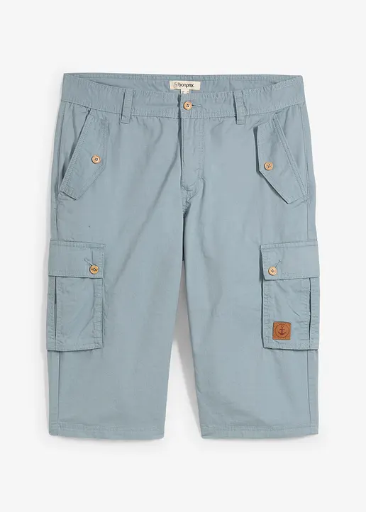 Cargo-Bermuda aus reiner Baumwolle, Regular Fit in grau von vorne - bonprix