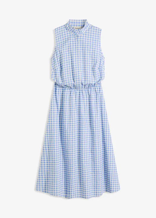 Kleid aus Baumwoll-Popeline in blau von vorne - bonprix