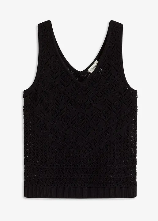 Ajour Stricktop in schwarz von vorne - bonprix