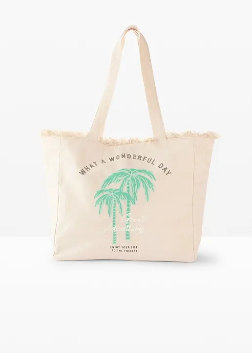 Shopper Canvas in beige von vorne - bonprix