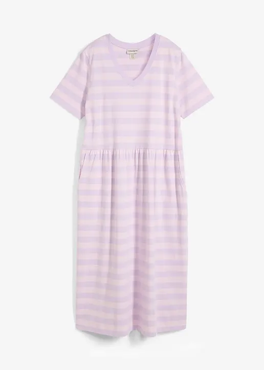 Jerseykleid aus Bio-Baumwolle in lila von vorne - bonprix