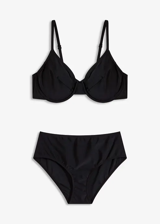 Bügel Bikini (2-tlg.Set) in schwarz von vorne - bonprix