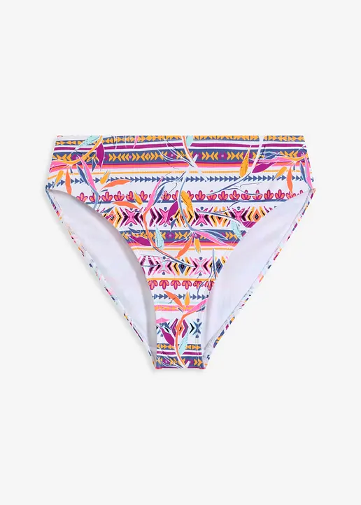 Highwaist-Bikinihose mit hohem Beinausschnitt in weiß von vorne - bonprix