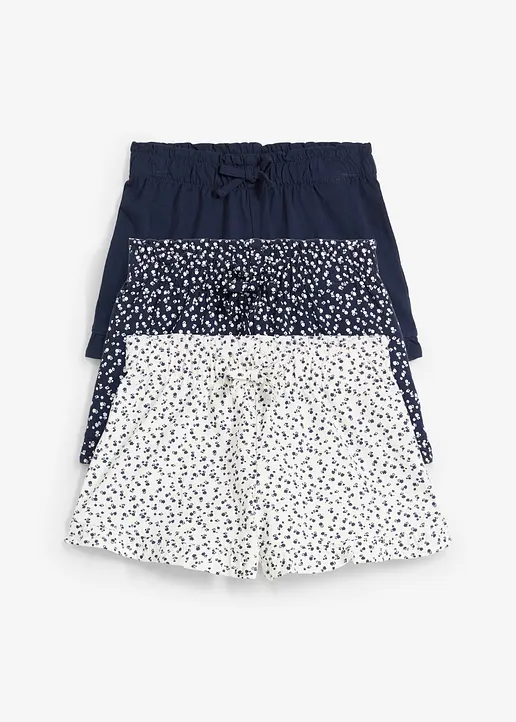 Jersey-Shorts aus reiner Bio-Baumwolle (3er Pack) in blau von vorne - bonprix