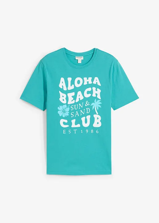T-Shirt aus reiner Baumwolle in grün von vorne - bonprix