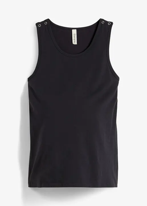 2-in-1 BH-Tanktop für die Schwangerschaft und Stillzeit aus Bio-Baumwolle in schwarz von vorne - bonprix