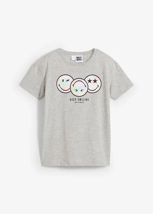 Smiley T-Shirt in grau von vorne - SmileyWorld