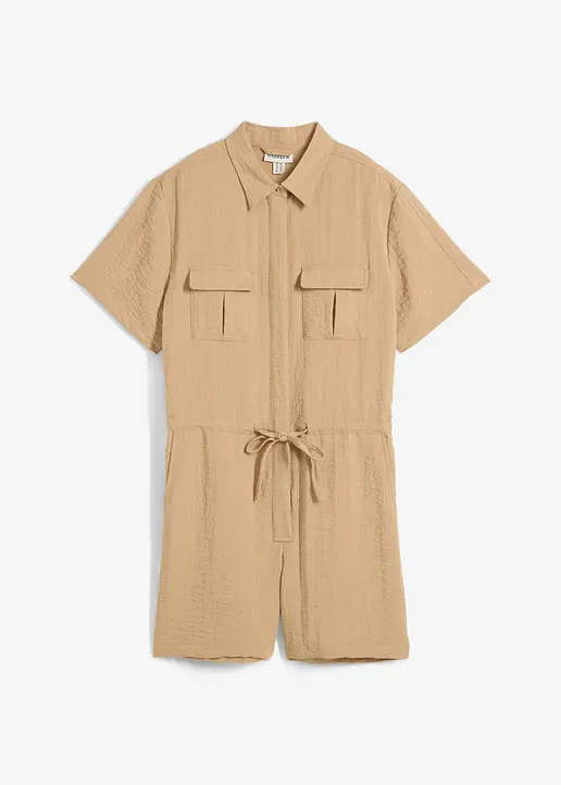 Overall aus feinem Viskose-Mix in beige von vorne - bonprix