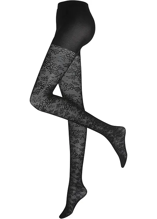 Strumpfhose 70den aus Spitze in schwarz von vorne - bonprix
