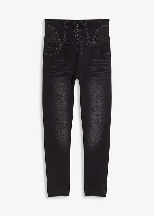 Shape Seamless Leggings Jeansoptik mit starker Formkraft in schwarz von vorne - bonprix