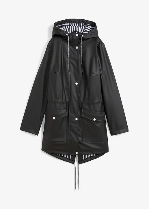 wasserabweisende Regenjacke in schwarz von vorne - bonprix