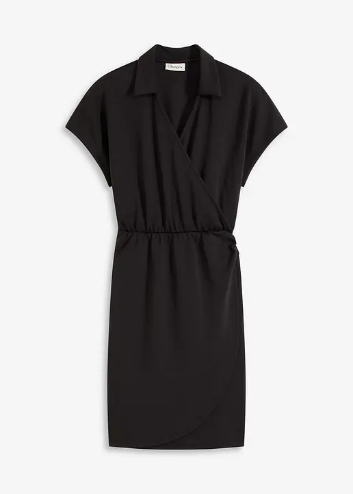 Minikleid in Wickeloptik in schwarz von vorne - bonprix