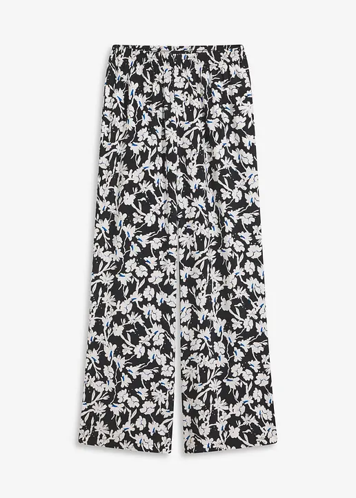 Palazzo-Hose aus strukturiertem Material in schwarz von vorne - bonprix