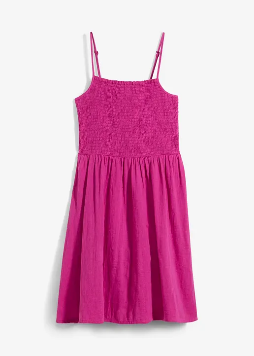 Trägerkleid aus luftigem Musselin in lila von vorne - bonprix