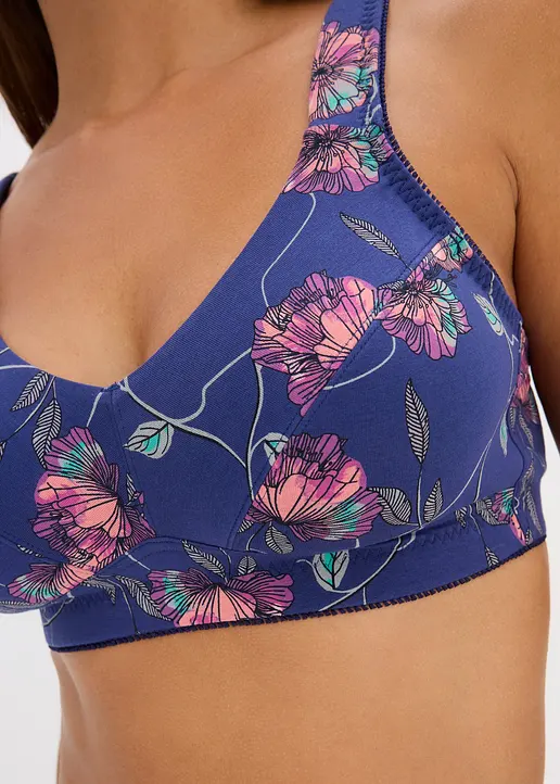 BH ohne Bügel mit Bio-Baumwolle (3er Pack) in blau (Detailaufnahme) - bonprix