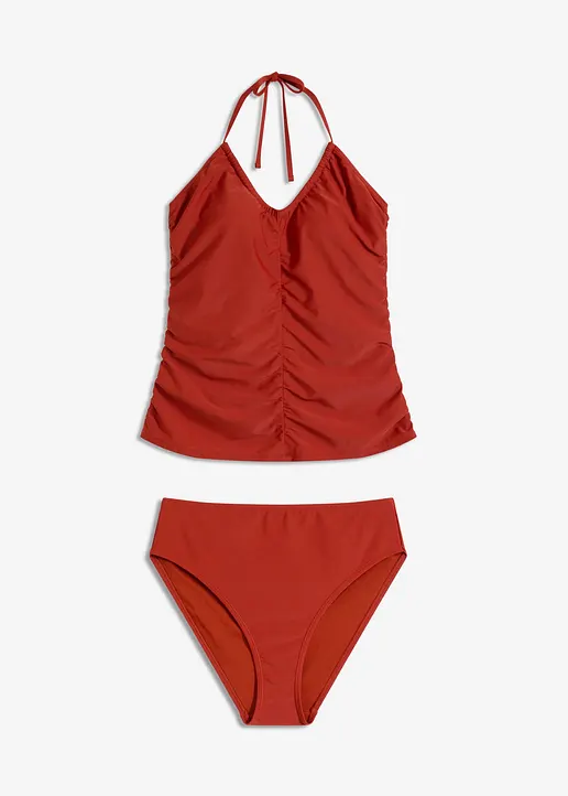 Neckholder-Tankini (2-tlg.Set) mit Raffung in braun von vorne - bonprix