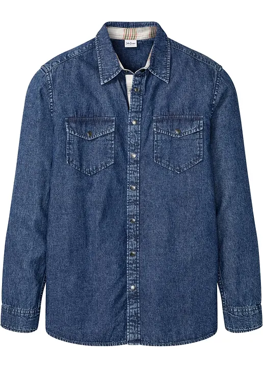 Jeanshemd aus reiner Baumwolle in blau von vorne - bonprix