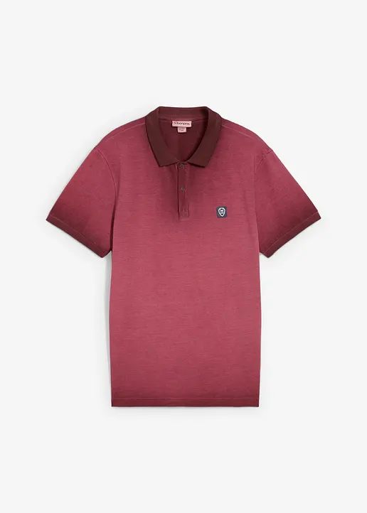 Piquè-Poloshirt in gewaschener Optik in rot von vorne - bonprix
