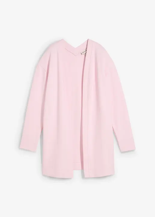 Long-Sweatjacke aus weichem Baumwoll-Mix in lila von vorne - bonprix