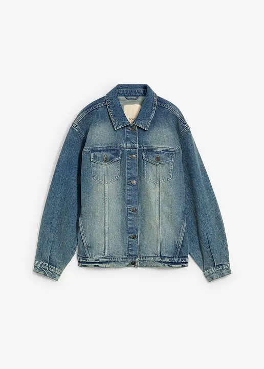 Jeansjacke, Oversize in blau von vorne - bonprix