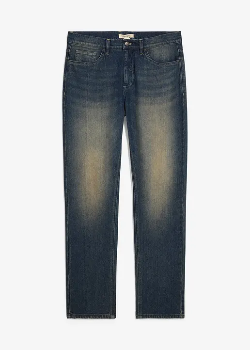 Regular Fit Stretch-Jeans, Straight in blau von vorne - bonprix