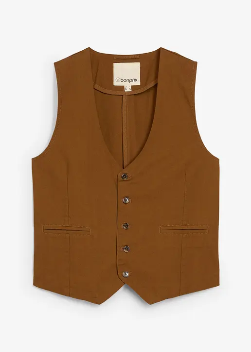 Weste aus Baumwollcanvas in braun von vorne - bonprix