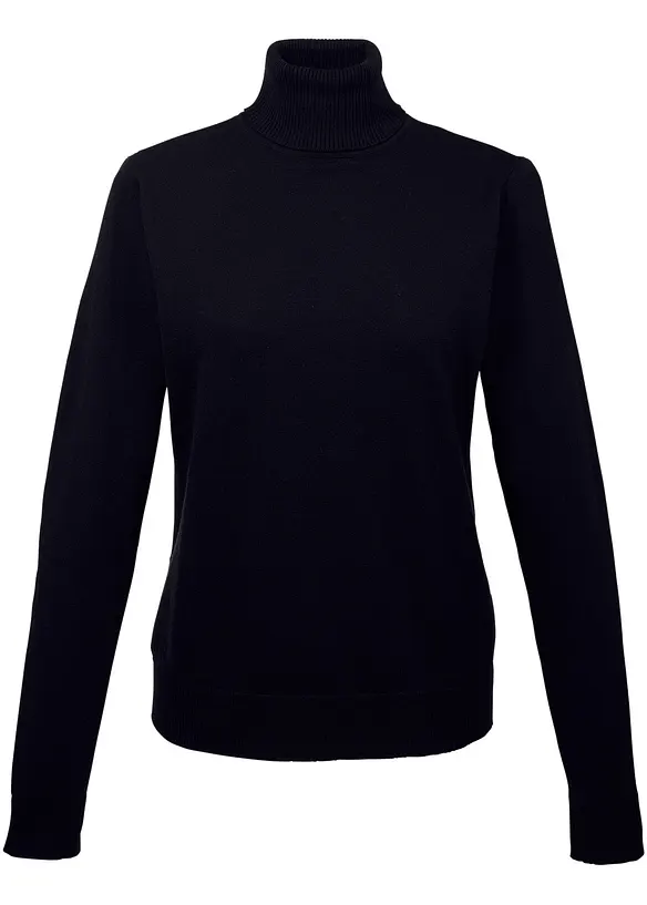 Rollkragenpullover in schwarz von vorne - bonprix