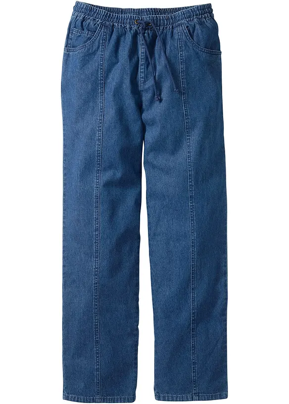 Leichte Loose-Fit Schlupfhose, Straight in blau von vorne - bonprix