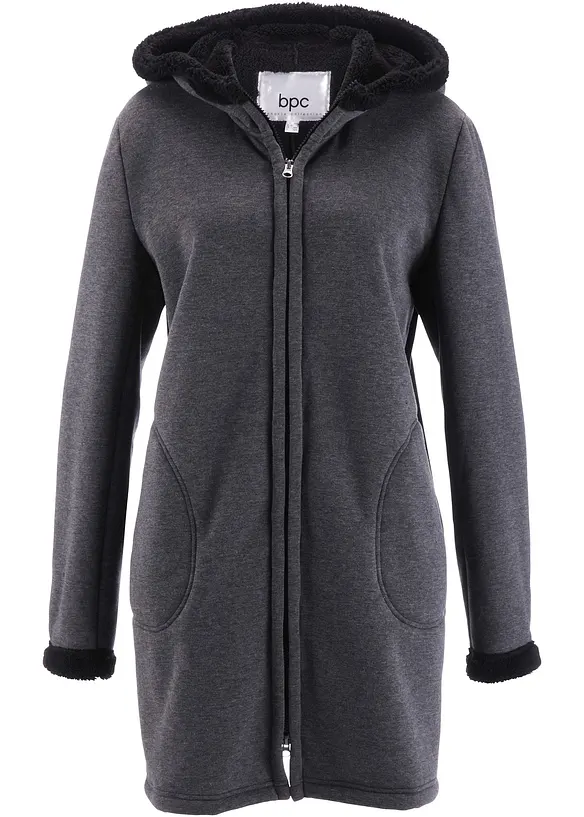Kapuzen-Sweatjacke mit Teddyfell in grau von vorne - bonprix Kapuzen-Sweatjacke mit Teddyfell in grau von vorne - bonprix