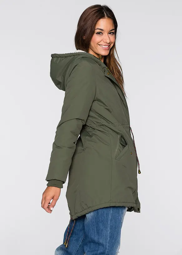 Parka mit Teddy-Futter in grün von hinten (im Anschnitt) - bonprix