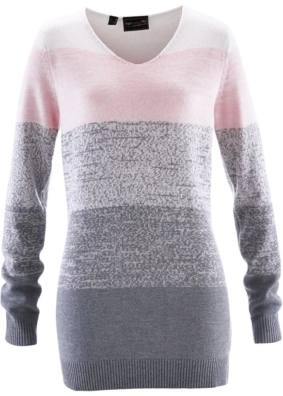 Longpullover aus weichem Kaschmir-Mix in rosa von vorne - bonprix