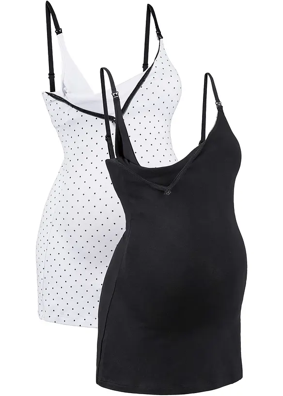 Stilltop mit Bio-Baumwolle  (2er Pack) in schwarz - bonprix