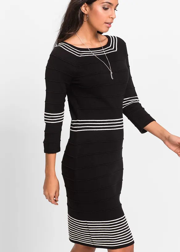 Strickkleid in schwarz (Detailaufnahme) - bonprix