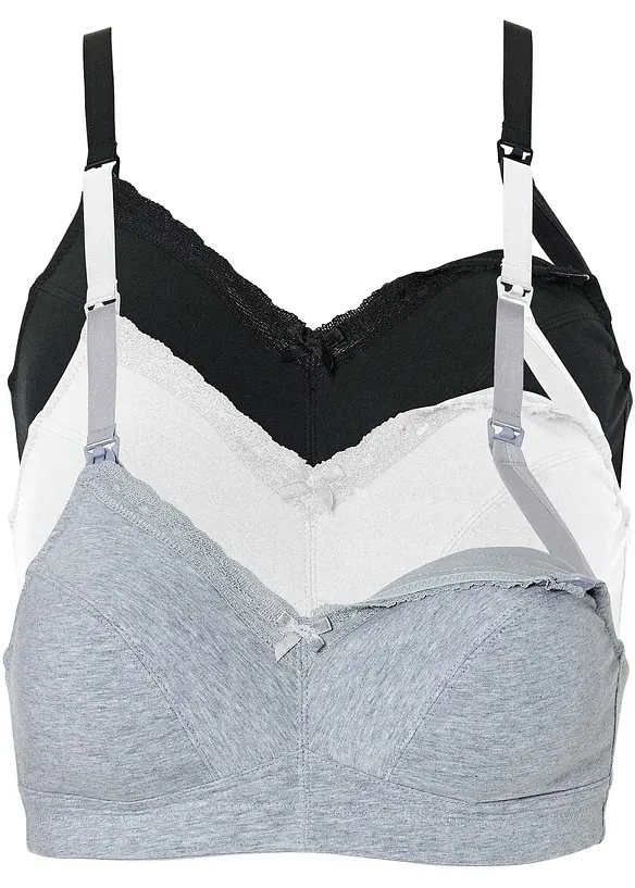 Still BH ohne Bügel (3er Pack) mit Bio-Baumwolle in schwarz - bonprix