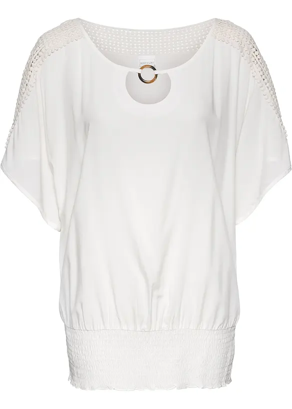 Bluse aus reiner Viskose in weiß von vorne - bonprix