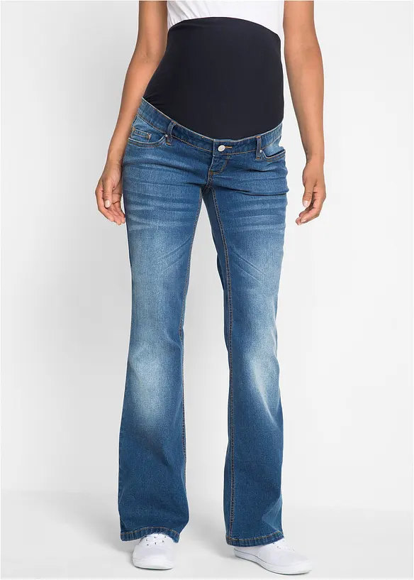 Umstandsjeans in Kurz-und Langgrößen, Bootcut in blau von vorne - bonprix Umstandsjeans in Kurz-und Langgrößen, Bootcut in blau von vorne - bonprix