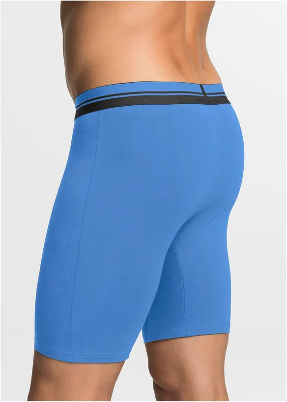 Lange Boxershorts eng mit Baumwolle (2er Pack) in blau von hinten - bonprix