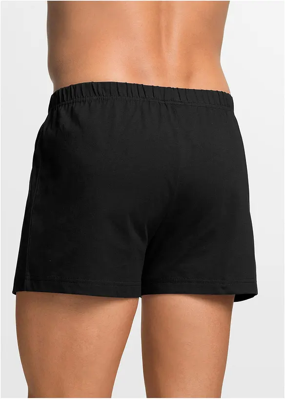 Lockere Jersey Boxershorts aus Baumwolle (3er Pack) in schwarz von hinten - bonprix