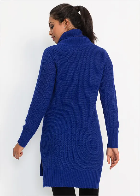 Long-Strickpullover in blau von hinten (im Anschnitt) - bonprix Long-Strickpullover in blau von hinten (im Anschnitt) - bonprix